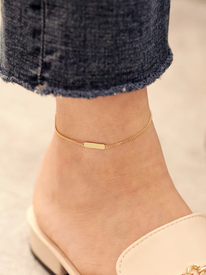 Bracelets 14K 18K Gold Stick Chain Anklet Bracelet MinimalBijoux