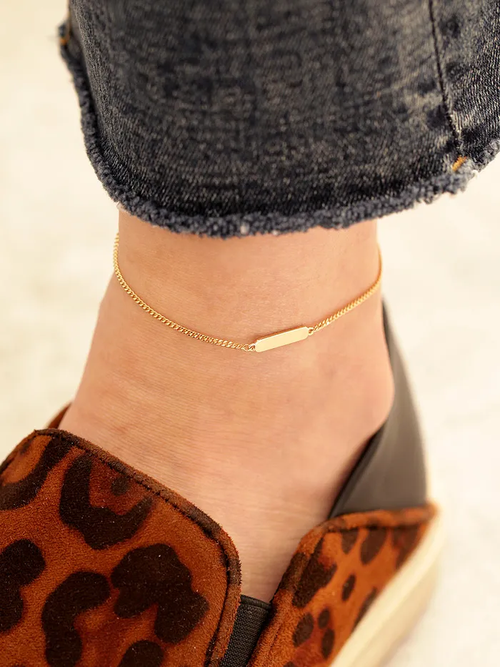 Bracelets 14K 18K Gold Stick Chain Anklet Bracelet MinimalBijoux