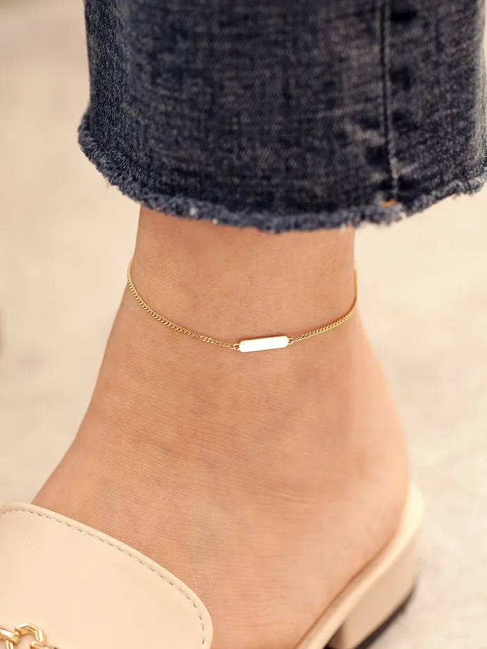 Bracelets 14K 18K Gold Stick Chain Anklet Bracelet MinimalBijoux