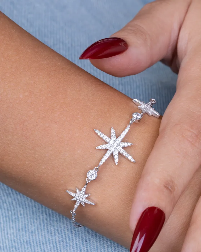 Bracelets KOAY Silver Store Zircon Three Northstar 01 Bracelet