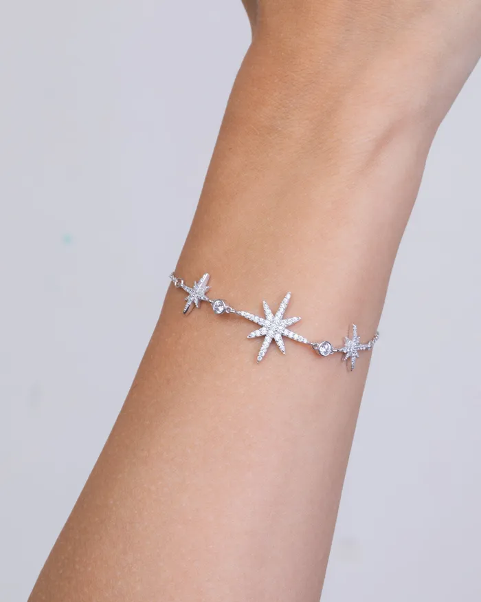 Bracelets KOAY Silver Store Zircon Three Northstar 01 Bracelet