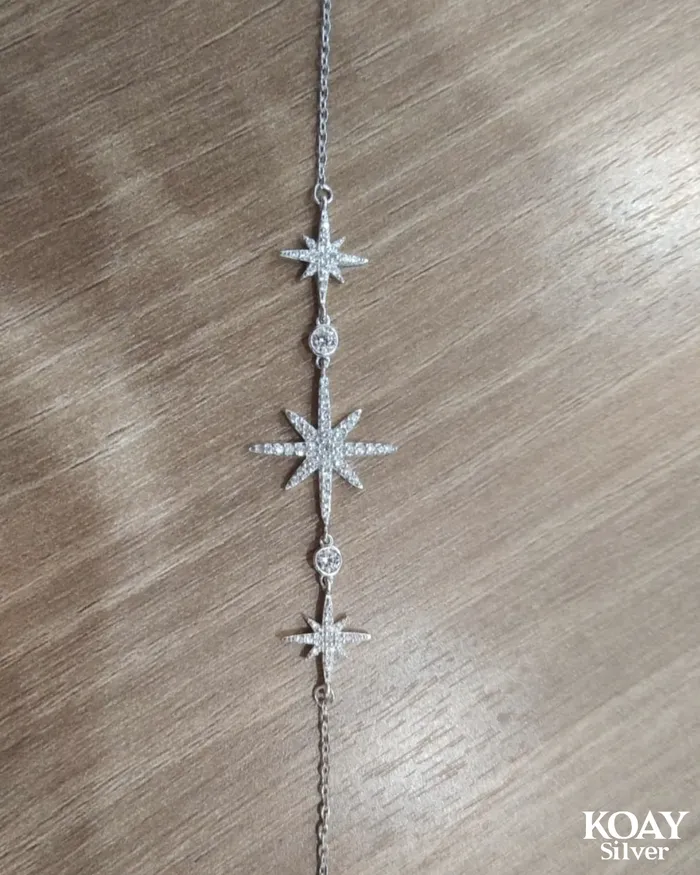 Bracelets KOAY Silver Store Zircon Three Northstar 01 Bracelet