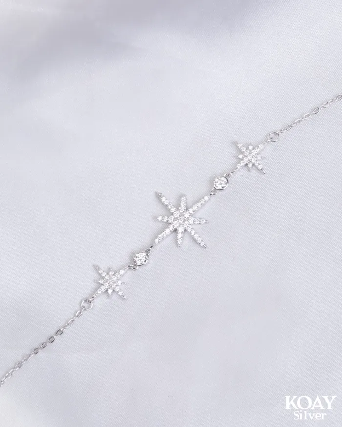 Bracelets KOAY Silver Store Zircon Three Northstar 01 Bracelet