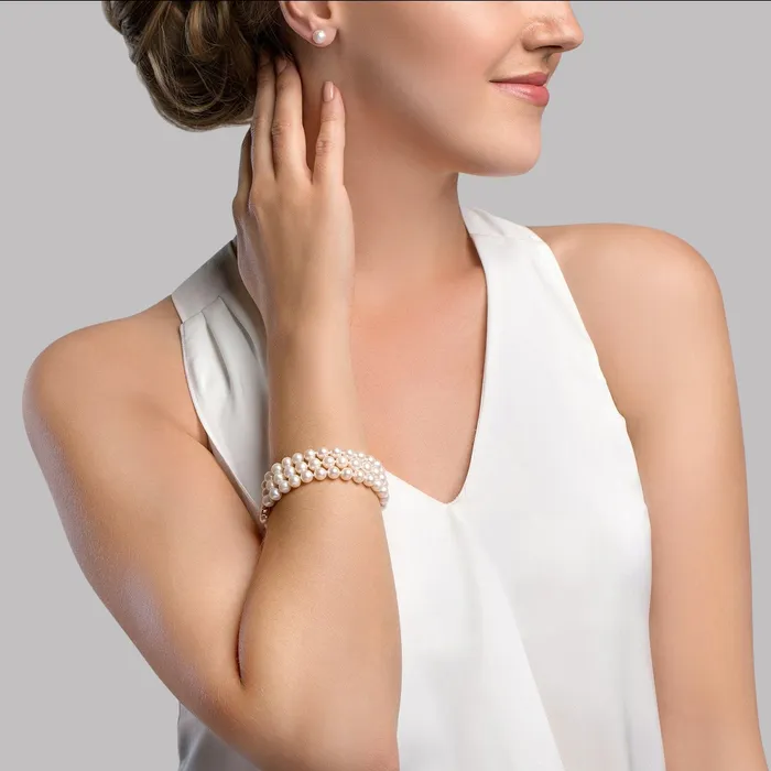 Bracelets SPT Hanadama Akoya Triple Pearl Bracelet with Diamonds Bracelets SPT Hanadama Akoya Triple Pearl Bracelet with Diamonds