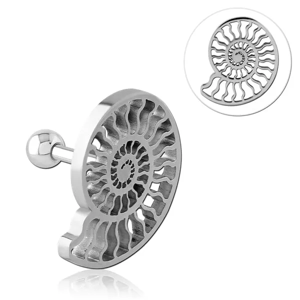 Bracelets Tulsa Body Jewelry Ammonite Stainless Cartilage Barbell