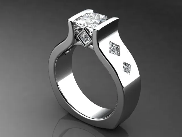 Channel Set Princess Diamond Engagement Ring With Princess Accents vendorunknown Rings Channel Set Princess Diamond Engagement Ring With Princess Accents vendorunknown Rings
