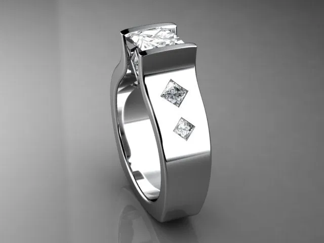 Channel Set Princess Diamond Engagement Ring With Princess Accents vendorunknown Rings Channel Set Princess Diamond Engagement Ring With Princess Accents vendorunknown Rings
