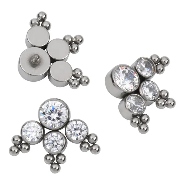 Charm Necklaces Tulsa Body Jewelry 16g CZ TriCluster Titanium End