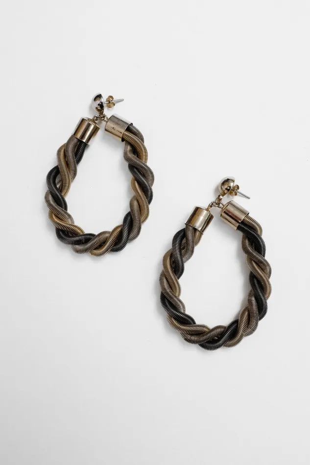 collectionno2 Earrings BOLD SILVER GOLD LOOP VINTAGE EARRINGS