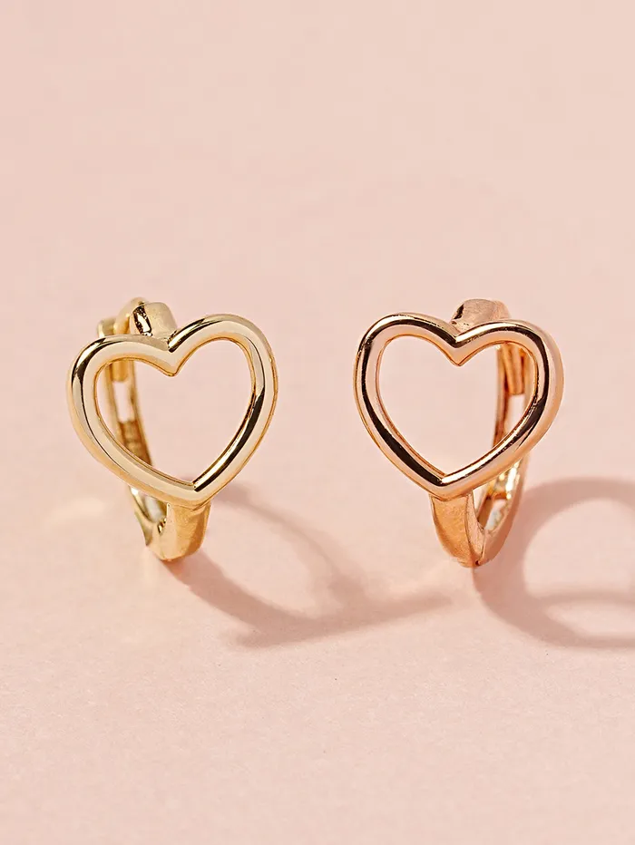 Earrings 14K 18K Simple Heart Line Cartilage Hoop Earring MinimalBijoux
