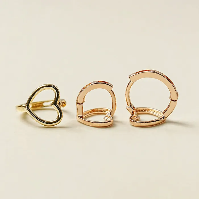 Earrings 14K 18K Simple Heart Line Cartilage Hoop Earring MinimalBijoux