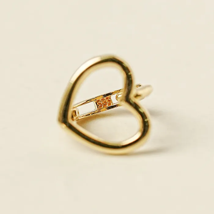 Earrings 14K 18K Simple Heart Line Cartilage Hoop Earring MinimalBijoux