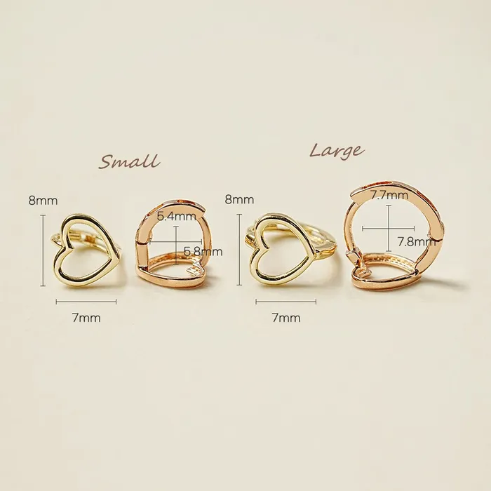 Earrings 14K 18K Simple Heart Line Cartilage Hoop Earring MinimalBijoux