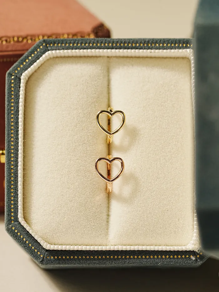 Earrings 14K 18K Simple Heart Line Cartilage Hoop Earring MinimalBijoux