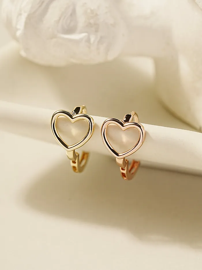 Earrings 14K 18K Simple Heart Line Cartilage Hoop Earring MinimalBijoux