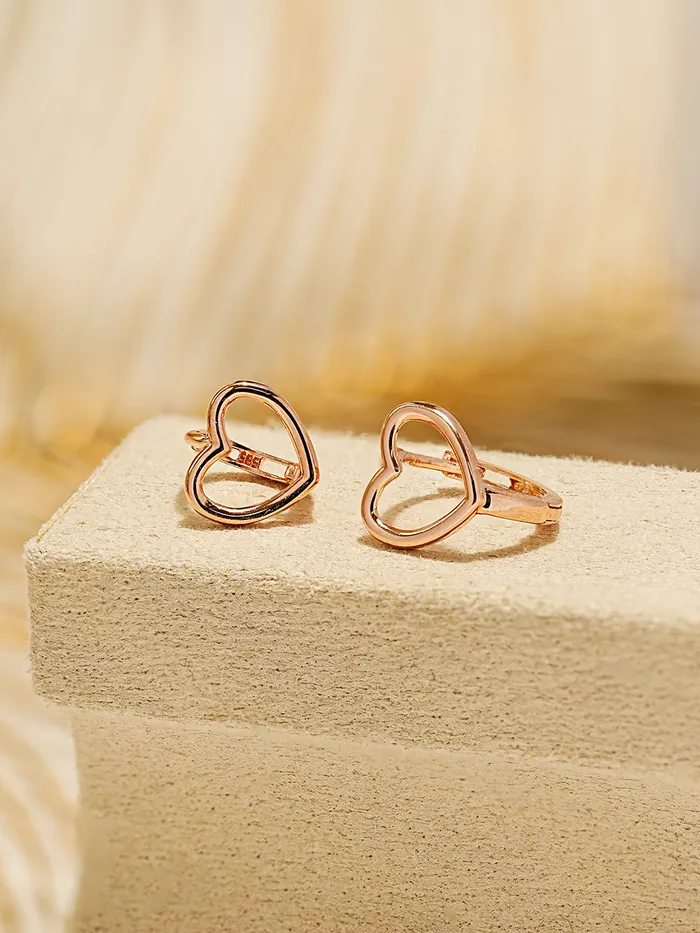 Earrings 14K 18K Simple Heart Line Cartilage Hoop Earring MinimalBijoux