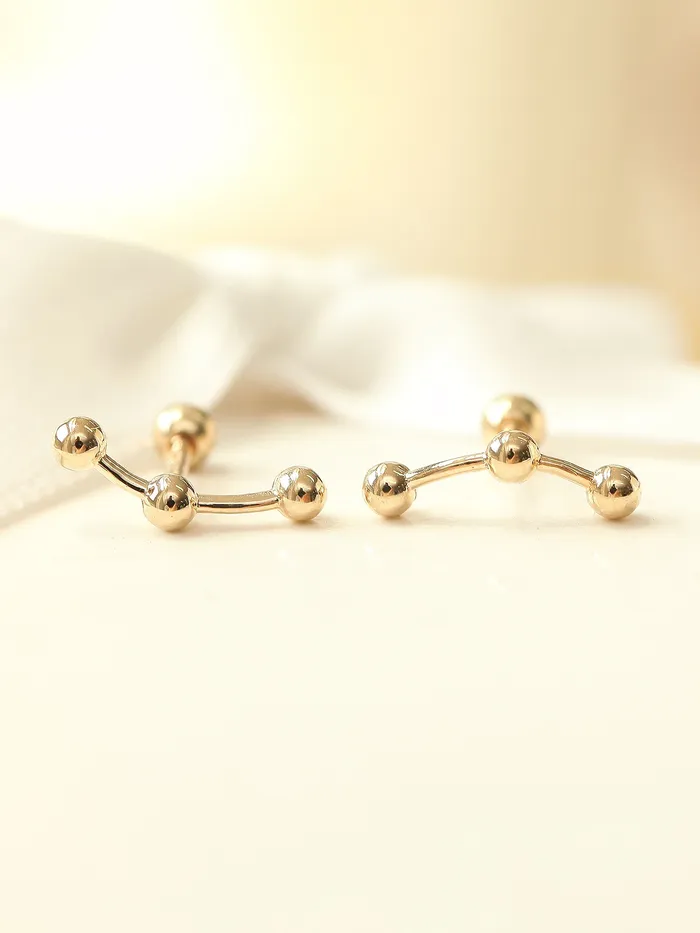 Earrings 14K gold Triple Ball cartilage earring 18g16g MinimalBijoux