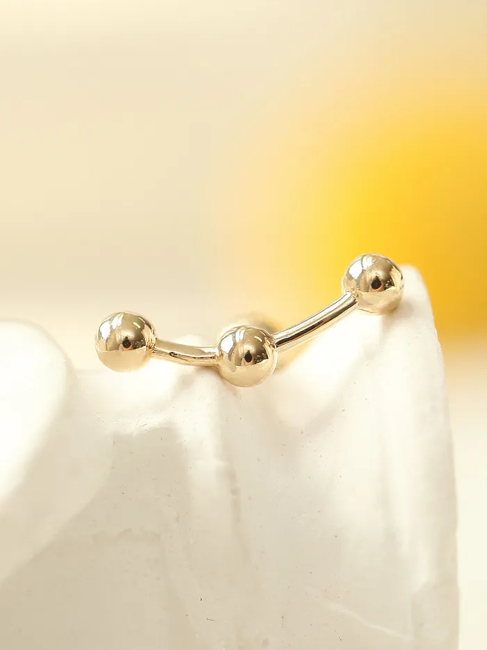 Earrings 14K gold Triple Ball cartilage earring 18g16g MinimalBijoux
