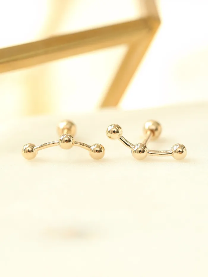 Earrings 14K gold Triple Ball cartilage earring 18g16g MinimalBijoux