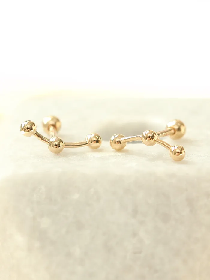 Earrings 14K gold Triple Ball cartilage earring 18g16g MinimalBijoux
