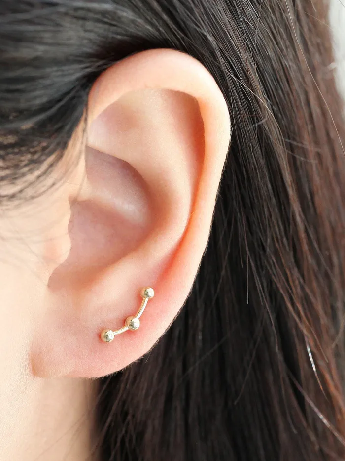 Earrings 14K gold Triple Ball cartilage earring 18g16g MinimalBijoux