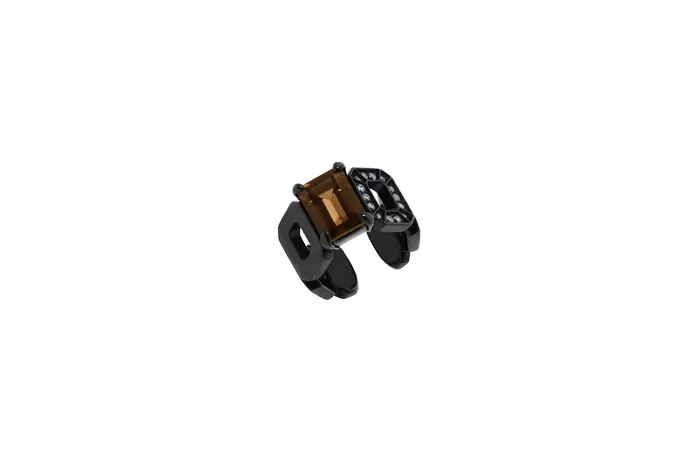 Earrings Incomplete Ear CuffSV925 Smoky Quartz White Dia 010ct RIEFE