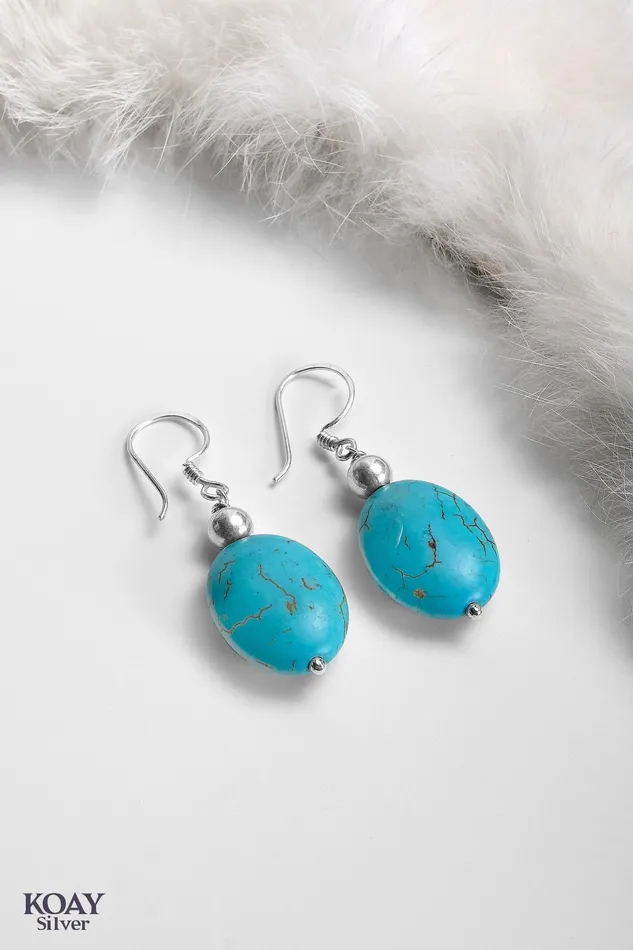 Earrings KOAY Silver Store Turquoise Stone Earring