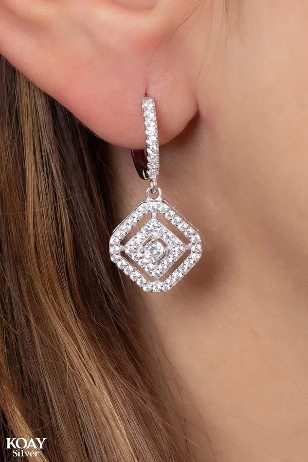 Earrings KOAY Silver Store Zircon Diamond Earring
