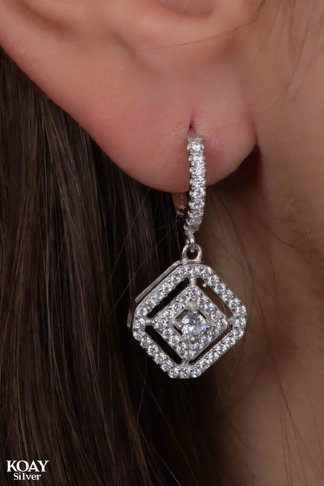 Earrings KOAY Silver Store Zircon Diamond Earring