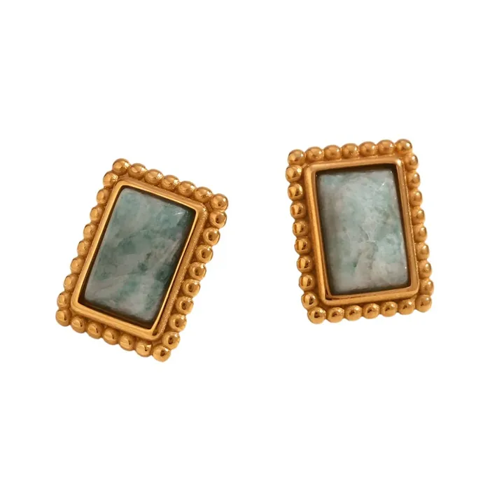 Earrings Mabel Love Co Rectangular Stone Frame Earrings