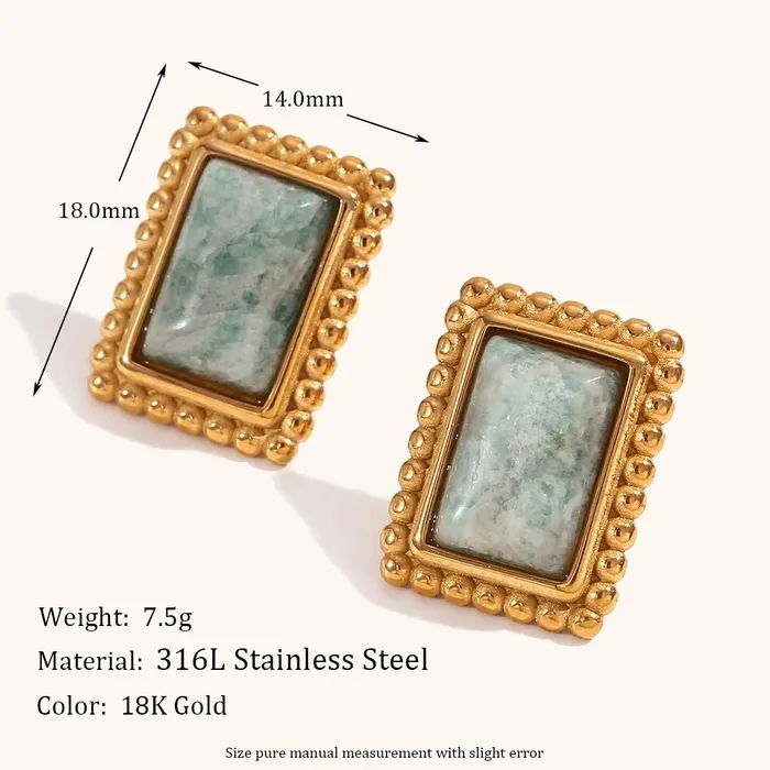 Earrings Mabel Love Co Rectangular Stone Frame Earrings