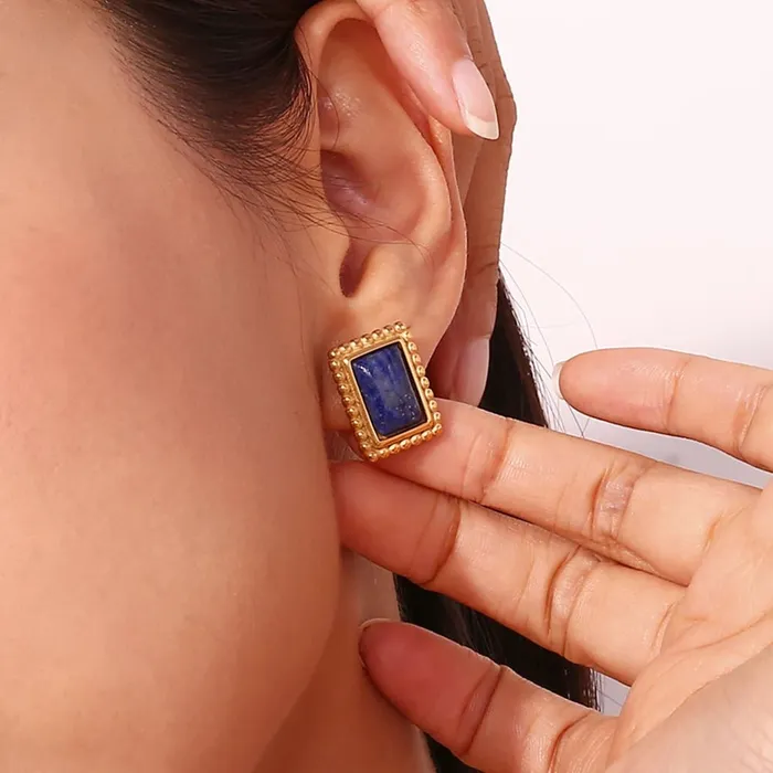 Earrings Mabel Love Co Rectangular Stone Frame Earrings
