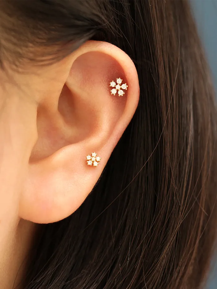 Earrings MinimalBijoux 14K Gold Daily Cosmos Cubic Cartilage Earring 20G
