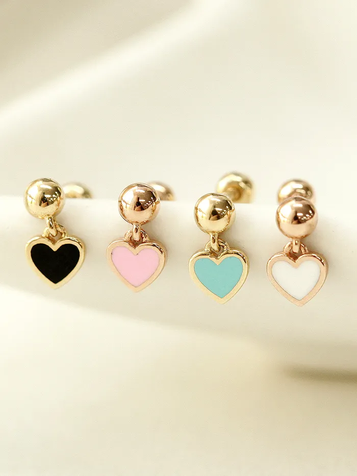 Earrings MinimalBijoux 14K Gold Enamel Heart Drop Cartilage Earring 20G18G16G Earrings MinimalBijoux 14K Gold Enamel Heart Drop Cartilage Earring 20G18G16G