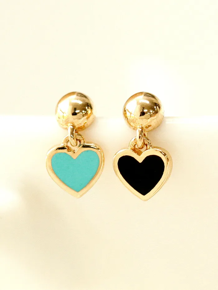 Earrings MinimalBijoux 14K Gold Enamel Heart Drop Cartilage Earring 20G18G16G