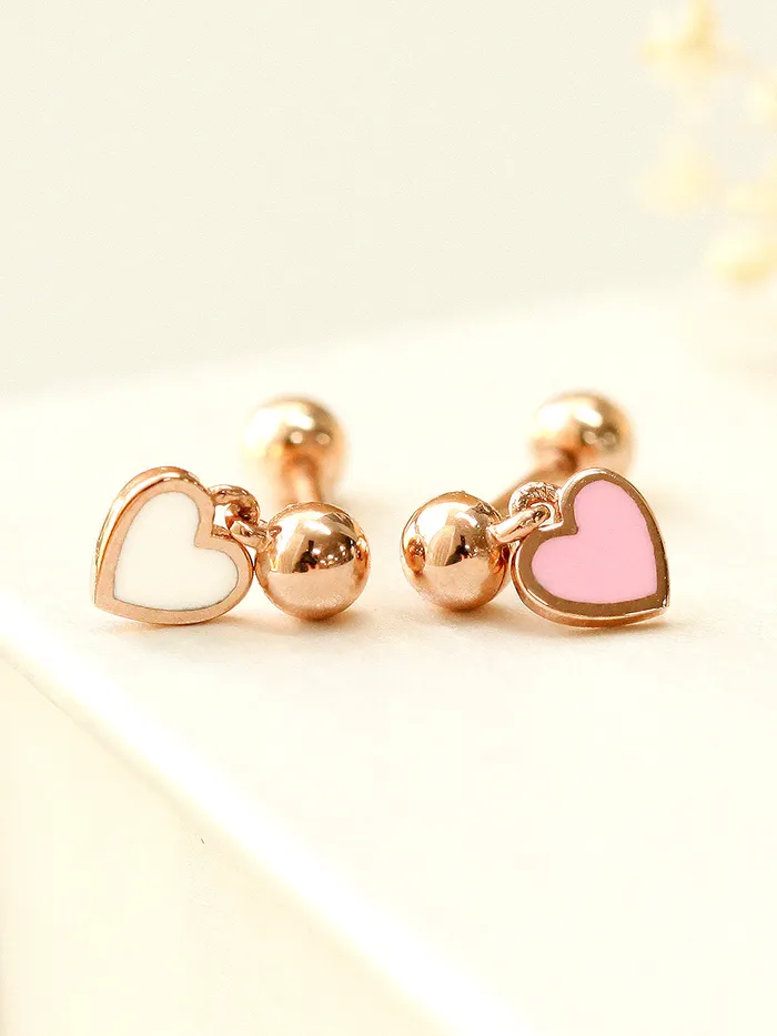 Earrings MinimalBijoux 14K Gold Enamel Heart Drop Cartilage Earring 20G18G16G