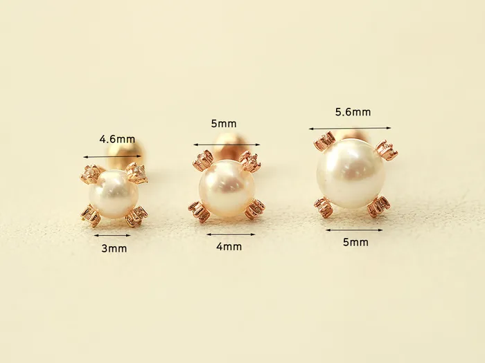 Earrings MinimalBijoux 14K Gold Pearl Cubic Cartilage Earring 20G