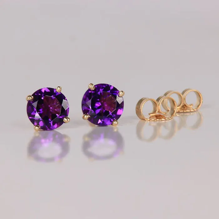 Earrings Moriartys Gem Art 14K Yellow Gold Amethyst Earrings 147 Carats