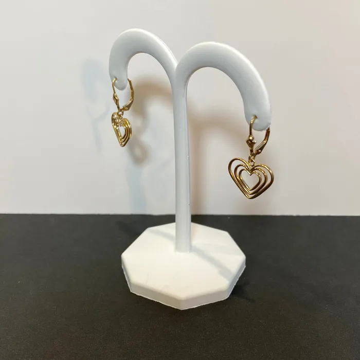 Earrings Moriartys Gem Art 14K Yellow Gold Triple Heart Earrings