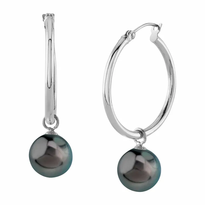 Earrings SPT Tahitian South Sea Pearl Hoop Leane Earrings