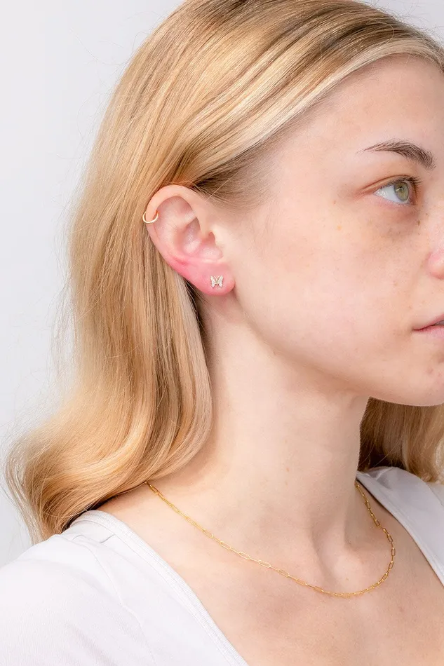 Earrings Yellow Gold Diamond Butterfly Studs Princess Bride Diamonds Earrings Yellow Gold Diamond Butterfly Studs Princess Bride Diamonds