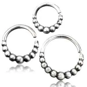 Graduated Beads Sterling Silver Continuous Ring Tulsa Body Jewelry Rings