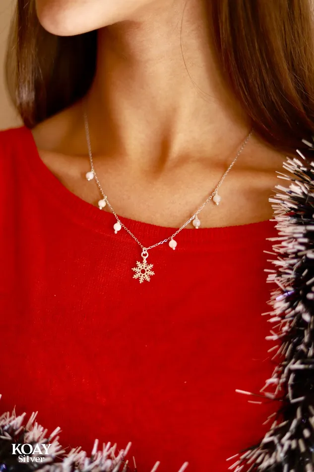 KOAY Necklaces Moonstone Snowflake Necklace