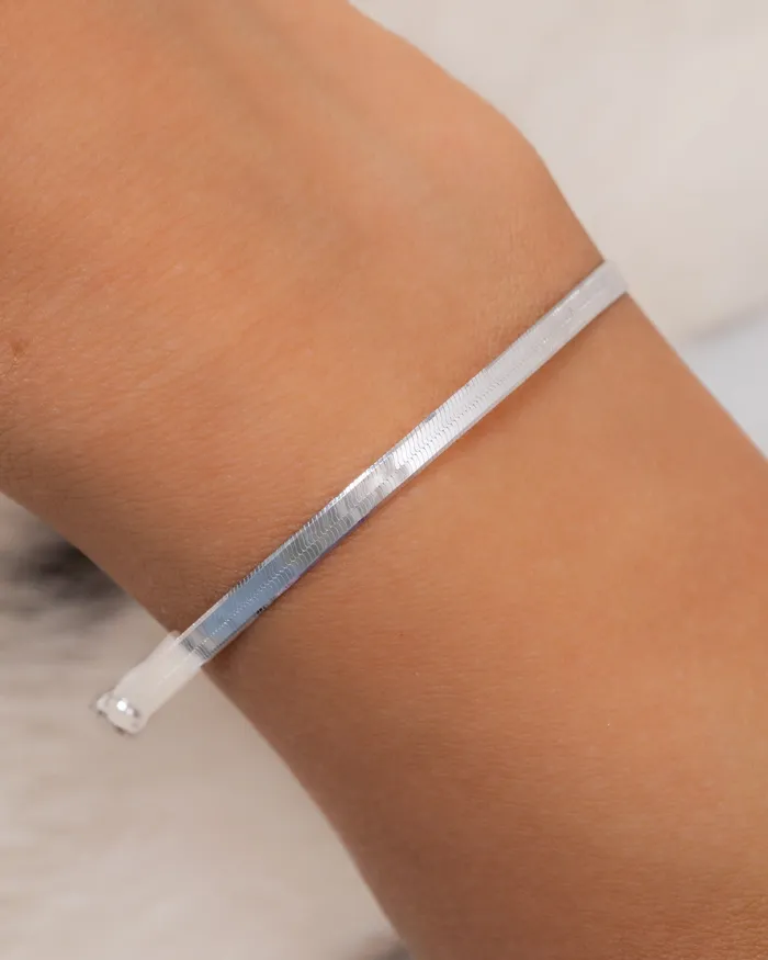 KOAY Silver Store Bracelets Herringbone Flat Snake Chain Bracelet
