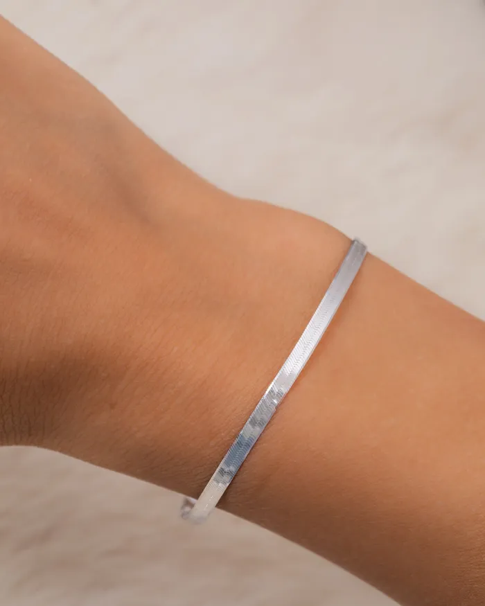 KOAY Silver Store Bracelets Herringbone Flat Snake Chain Bracelet