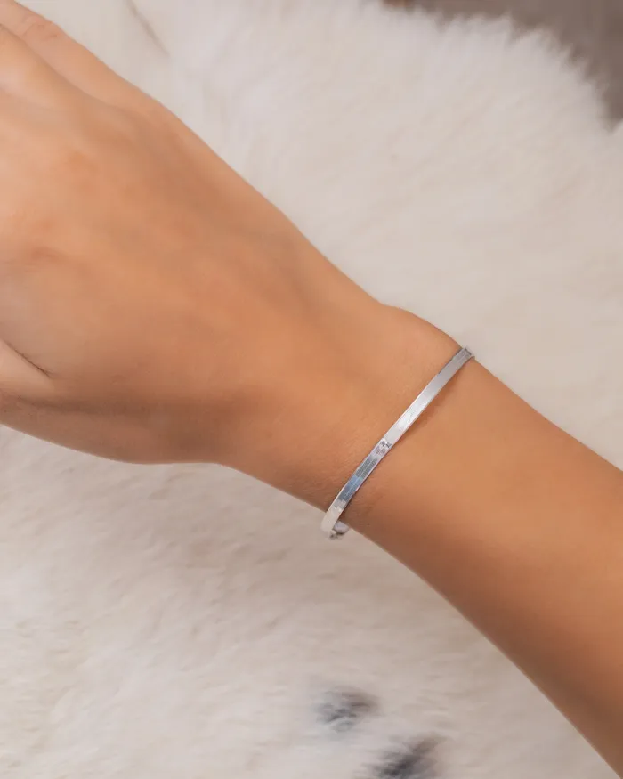 KOAY Silver Store Bracelets Herringbone Flat Snake Chain Bracelet