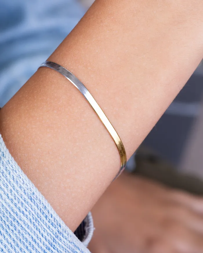 KOAY Silver Store Bracelets Herringbone Flat Snake Chain Mix Gold Bracelet
