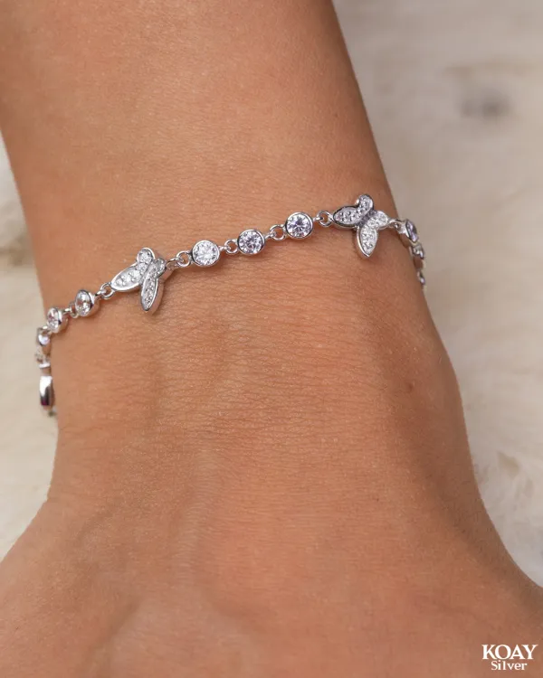 KOAY Silver Store Bracelets Zircon Butterfly Bracelet