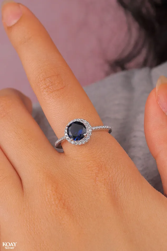 KOAY Silver Store Rings Zircon Ring 064Blue KOAY Silver Store Rings Zircon Ring 064Blue