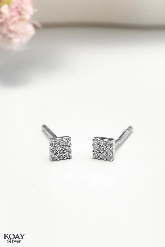 KOAY Silver Store Zircon Earring 029 Diamond Shape Earrings